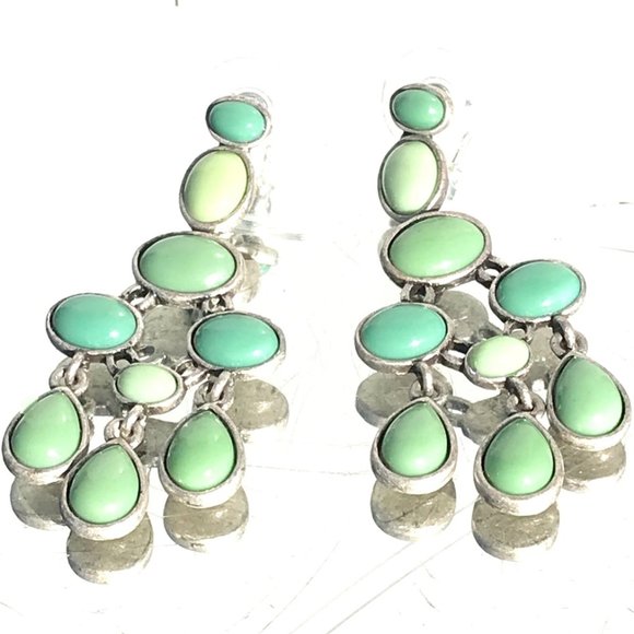 Jewelry - Silver Earrings Boho Turquoise Cut Drop Dangle